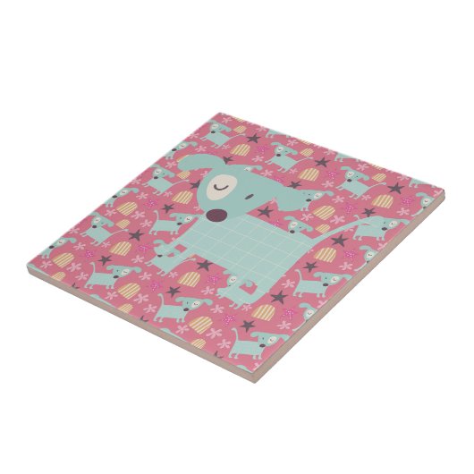 子犬、星、花 タイル (側面)