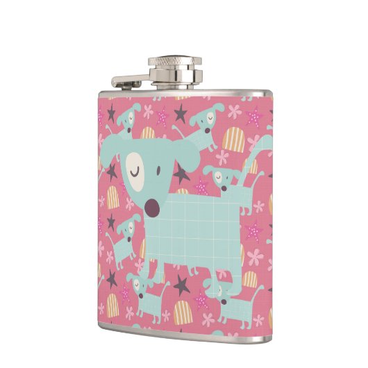 子犬、星、花 フラスク (左)