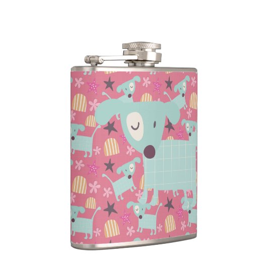 子犬、星、花 フラスク (右)