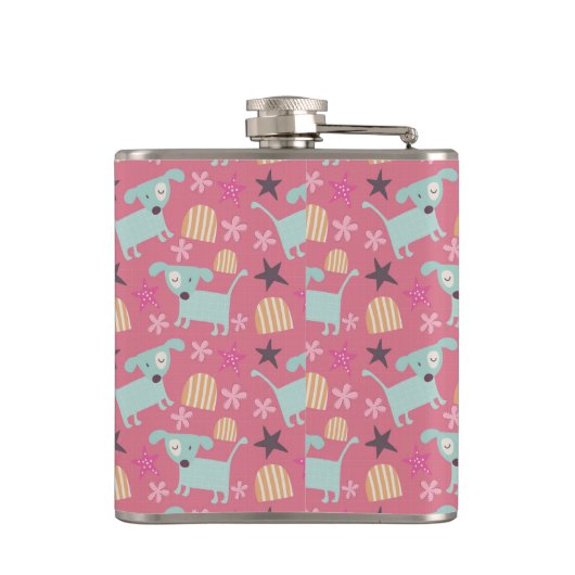 子犬、星、花 フラスク (裏面)