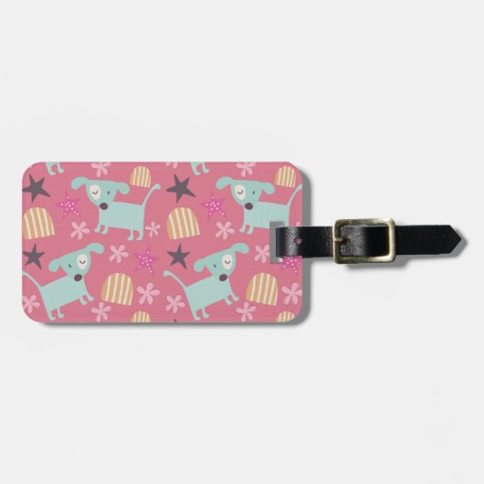 子犬、星、花 ラゲッジタグ (正面横)