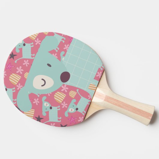 子犬、星、花 卓球ラケット (横)