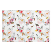 子犬，犬，模様，花，バラ   枕カバー (裏面)