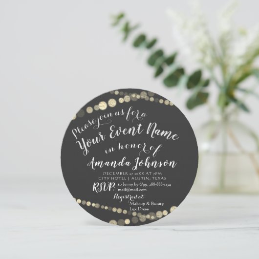 子犬 赤ちゃん 犬のシャワー 新しいペットの写真 グレー ゴールド 招待状 (スタンド正面)