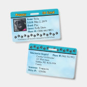 子犬 ID カード - 青 バッジ (正面＆裏面)