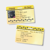 子犬 ID カード - 黄色のバッジ バッジ (正面＆裏面)