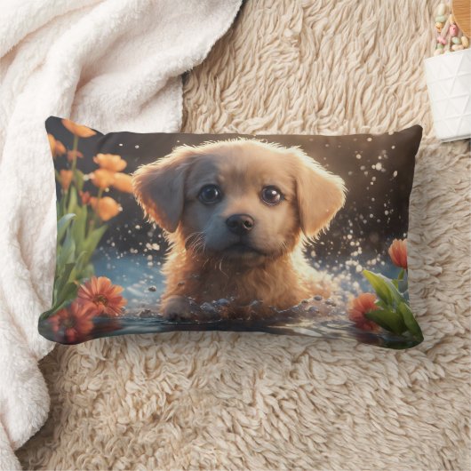 子犬 – Lumbar Pillow 13" x 21" ランバークッション (ブランケット)