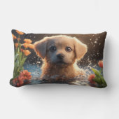 子犬 – Lumbar Pillow 13" x 21" ランバークッション (正面)
