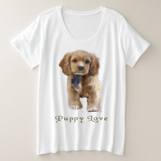 子犬Tシャツ プラスサイズTシャツ (デザイン正面)