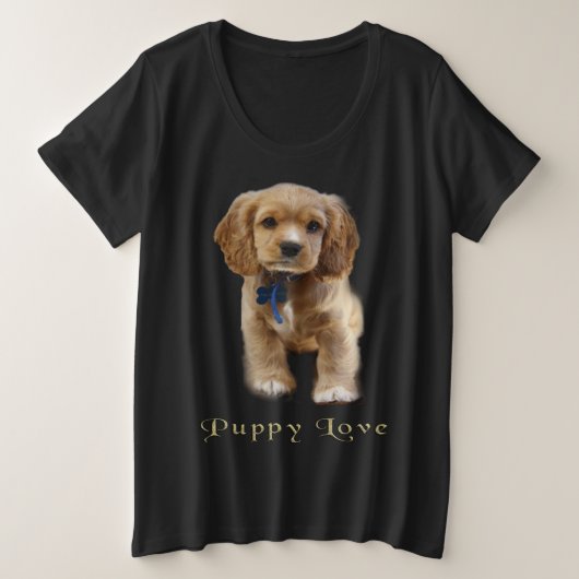 子犬Tシャツ プラスサイズTシャツ (デザイン正面)