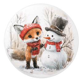 子狐と雪だるま セラミックノブ