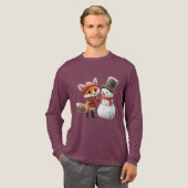 子狐と雪だるま トライブレンドTシャツ (正面全体)