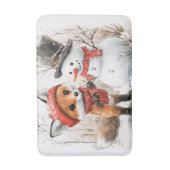 子狐と雪だるま バスマット (正面縦)