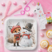 子狐と雪だるま ペーパープレート (パーティー)