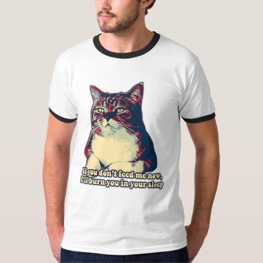 子猫おもしろいのオーナーや恋人に不機嫌な猫ミーム Tシャツ (正面)