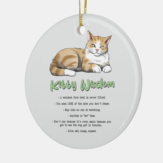 子猫おもしろいウィズダム – 茶色い猫のルール セラミックオーナメント (左)