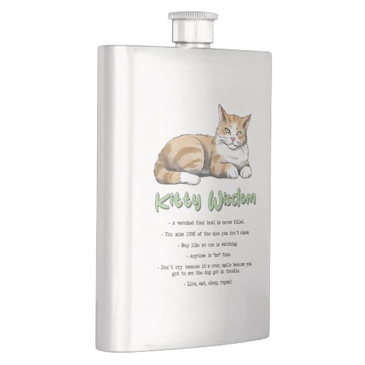 子猫おもしろいウィズダム – 茶色い猫のルール フラスク (右)