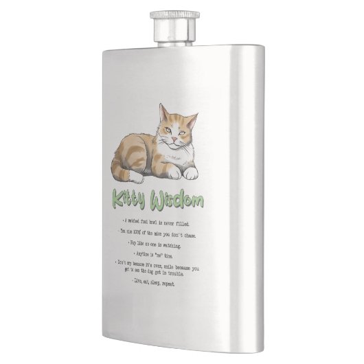 子猫おもしろいウィズダム – 茶色い猫のルール フラスク (左)