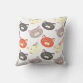 子猫おもしろいヘッズカートゥーン幸せパターン クッション (裏面)