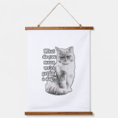 子猫おもしろい愛好家や飼い主のための不機嫌な猫のミーム 吊り下げ型タペストリー (正面)