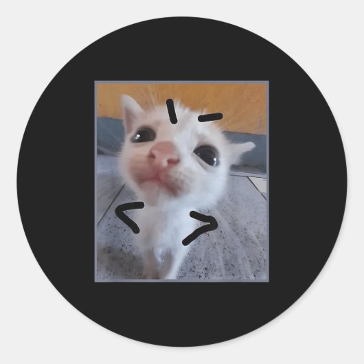 子猫おもしろい猫好き怒キッテンミームかわいい ラウンドシール (正面)