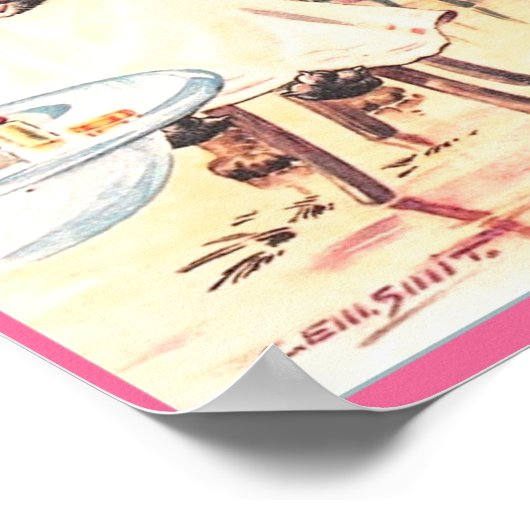 子猫おもしろい美しいパーラーかわいい猫ヴィンテージアート ポスター (角)