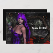 子猫かわいらしとパンプキンハロウィーン招待状 招待状 (正面/裏面)