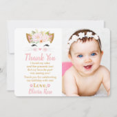 子猫かわいらしガールキャットフォトサンキューカード 招待状 (正面)