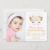 子猫かわいらしガールキャットフォト誕生日 招待状 (正面)