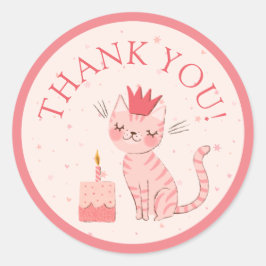子猫かわいらし誕生日クラシックラウンドステッカー ラウンドシール