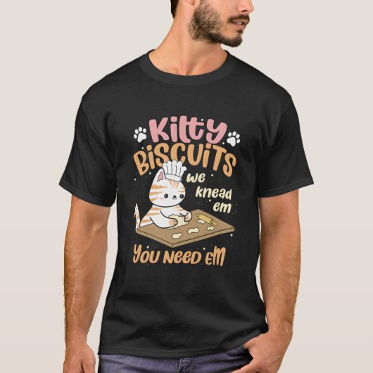 子猫がこねるパン生地 パン職人のネコ 母猫 子猫のいる暮らし Tシャツ (正面)