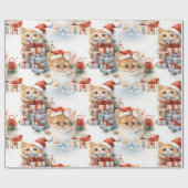 子猫がクリスマスプレゼントを解く! ラッピングペーパー (フラット)