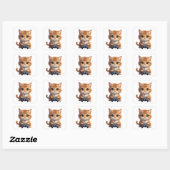 子猫がゲームコントローラーを握るゲーマー猫 スクエアシール (シート)