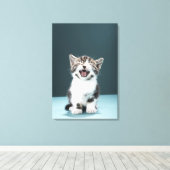 子猫がニャーニャー キャンバスプリント (インサイチュ (ウッドフロア))