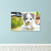 子猫が自転車に乗る キャンバスプリント (インサイチュ (ウッドフロア))