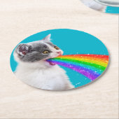 子猫が虹をこぼす ラウンドペーパーコースター (アングル)