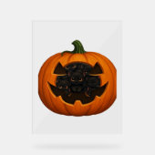 子猫たっぷりのカボチャ – かわいい黒猫ハロウィン アクリルサイン (正面)
