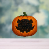 子猫たっぷりのカボチャ – かわいい黒猫ハロウィン アクリルサイン (ニュートラル)