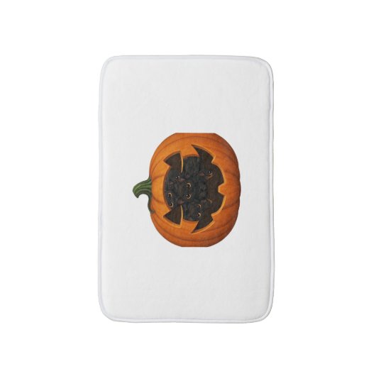 子猫たっぷりのカボチャ – かわいい黒猫ハロウィン バスマット (正面縦)