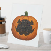 子猫たっぷりのカボチャ – かわいい黒猫ハロウィン 台座サイン (インサイチュ)