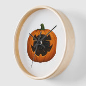 子猫たっぷりのカボチャ – かわいい黒猫ハロウィン 壁時計 (傾斜)