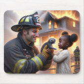 子猫との英雄的な消防士 マウスパッド (正面)