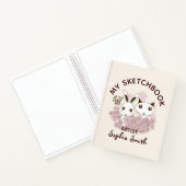 子猫とウサギの動物の友達 女の子 キッズ スケッチ ノートブック (内部)