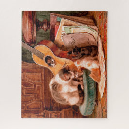 子猫とギター – ミュージシャンヴィンテージ ジグソーパズル