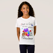 子猫とクリスマスが大好きな女の子 Tシャツ (正面フル)