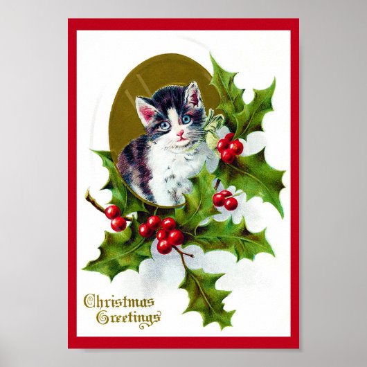 子猫とクリスマス・ホリー ポスター (正面)