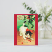 子猫とクリスマス・ホリー ポストカード (スタンド正面)