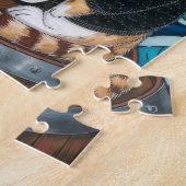 子猫とコーヒーのファジーな黒いセーターの海賊 ジグソーパズル (側面)