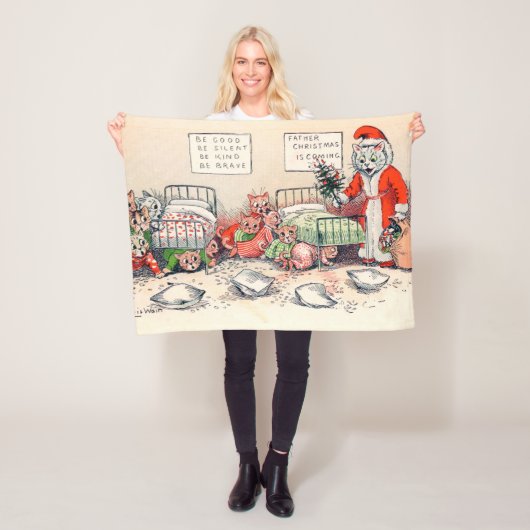 子猫とサンタキャット、ルイ・ウェイン フリースブランケット (インサイチュ)