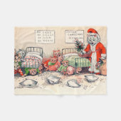 子猫とサンタキャット、ルイ・ウェイン フリースブランケット (正面(横))